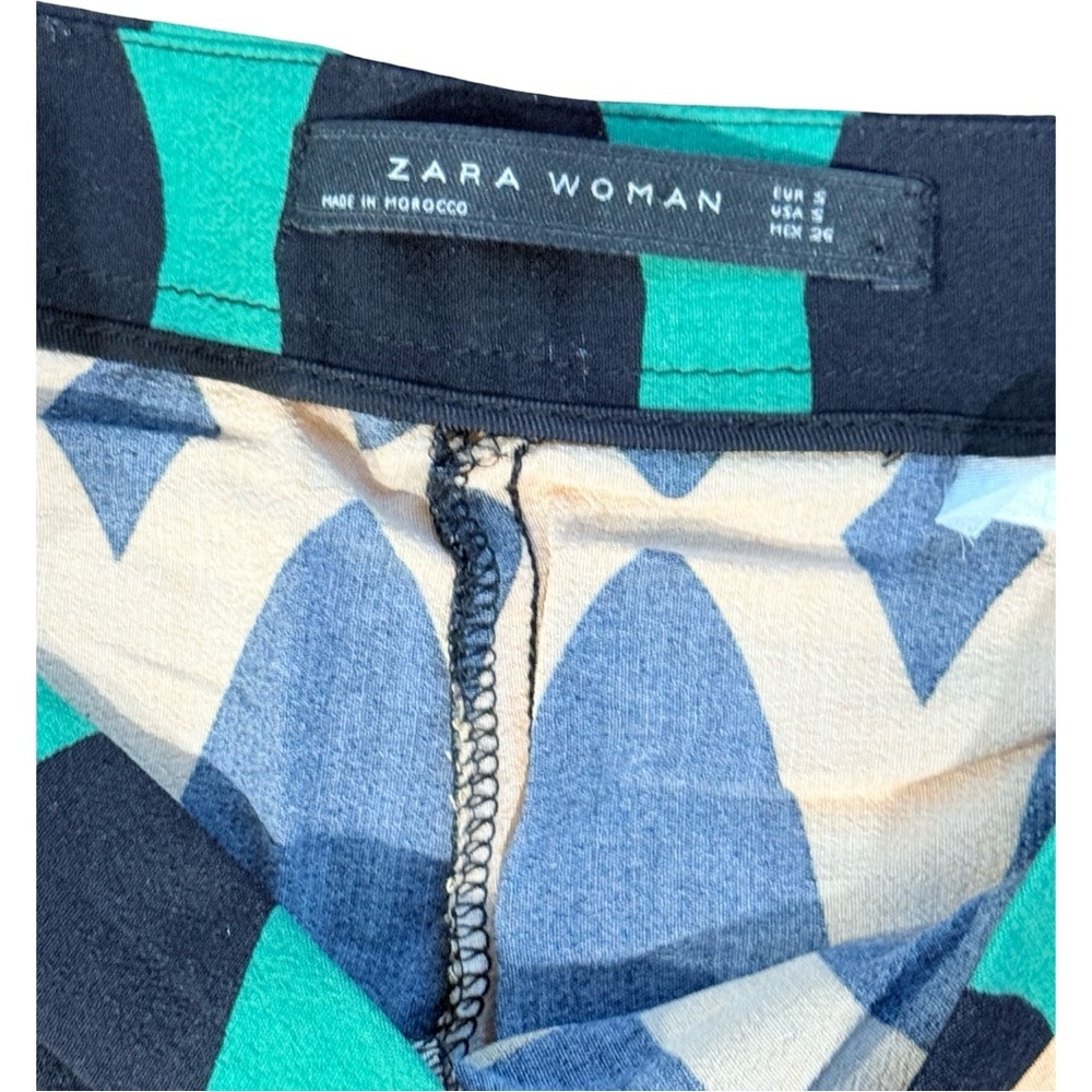Zara Woman Multicolor Geometric Wide-Leg Pants - Picture 6 of 7